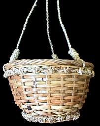 Rattan Peel & Rope hanging Basket