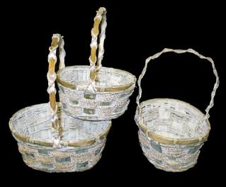 S/3 Oval greenwash Willow Baskets