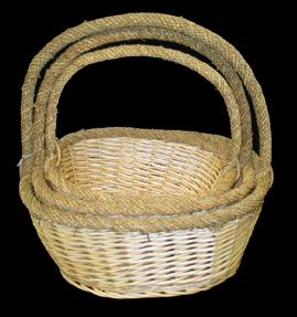 S/3 Oval seagrass & Willow Baskets
