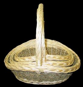 S/3 Oval seagrass & Willow Baskets with low ends