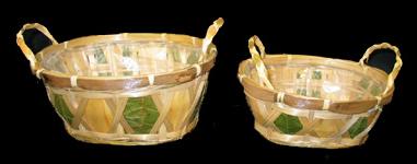 S/2 Oval Bamboo & Leaf Trays