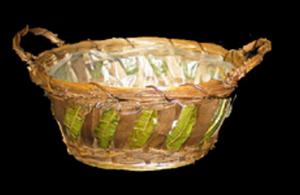 S/2 Oval Bamboo & Leaf Trays